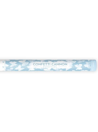 Cañón de confeti de mariposas blancas de 60 cm