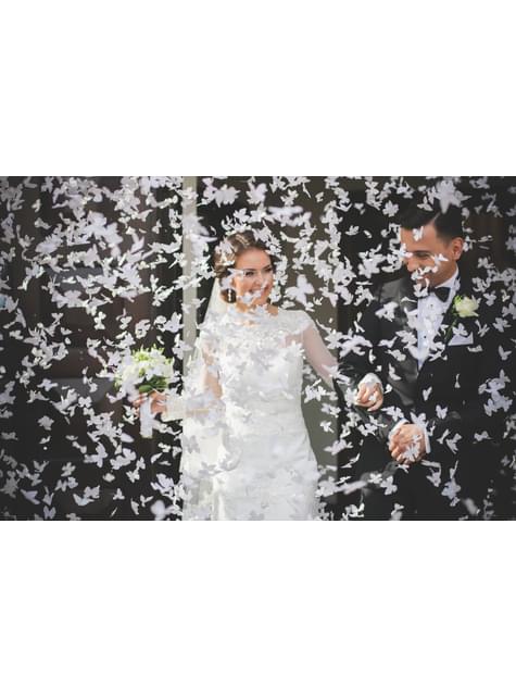 Cañón de confeti de mariposas blancas de 80 cm - Partydeco | Funidelia