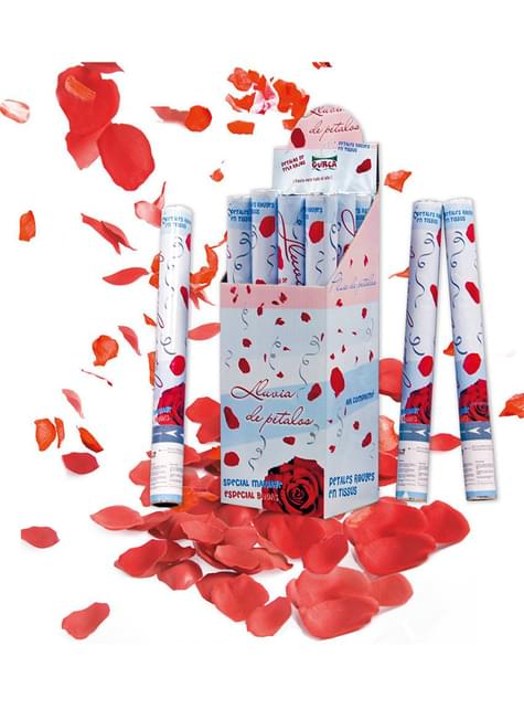 Cañón de Confeti Pétalos de Rosa Rojos 50 cm. - Guirca | Funidelia