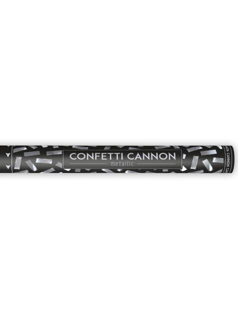 Cañón de confeti rectangular plateado de 60 cm