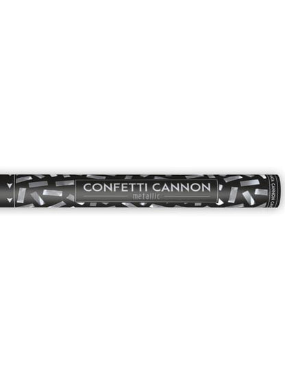 Cañón de confeti rectangular plateado de 60 cm