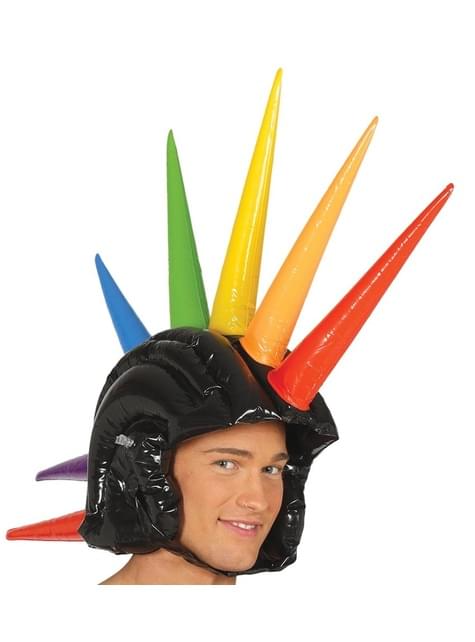 Casco con cresta hinchable multicolor