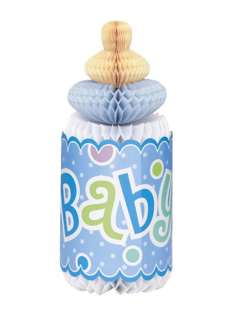 Centro de mesa biberón azul - Baby Shower - Unique | Funidelia