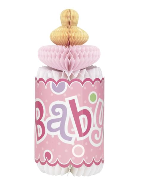 Centro de mesa biberón rosa - Baby Shower - Unique | Funidelia