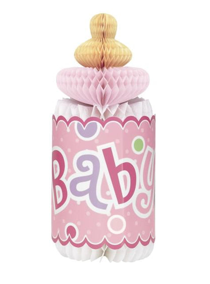 Centro de mesa biberón rosa - Baby Shower - Unique | Funidelia