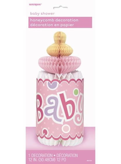 Centro de mesa biberón rosa - Baby Shower - Unique | Funidelia