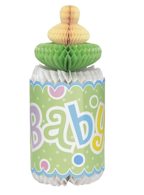 Centro de mesa biberón verde - Baby Shower - Unique | Funidelia