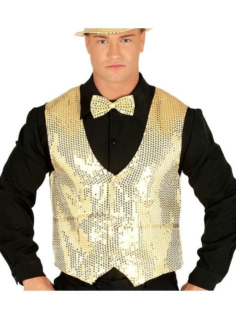 Chaleco de lentejuelas dorado para hombre