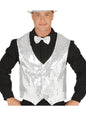Chaleco de lentejuelas plateado para hombre