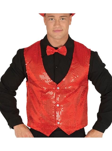 Chaleco de lentejuelas rojo elegante para hombre