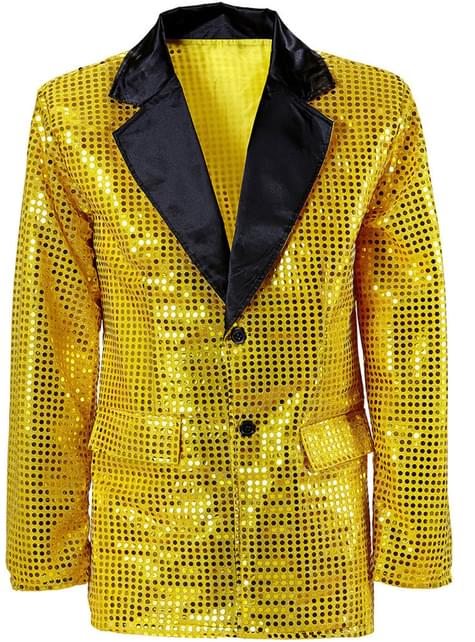 Chaqueta años 70 dorada de lentejuelas para hombre