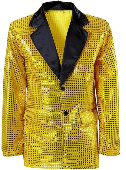 Chaqueta años 70 dorada de lentejuelas para hombre