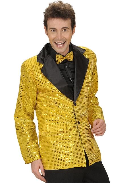 Chaqueta años 70 dorada de lentejuelas para hombre