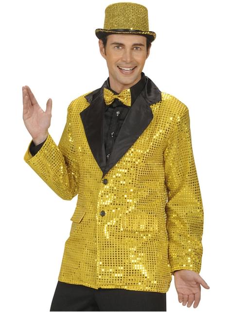 Chaqueta años 70 dorada de lentejuelas para hombre