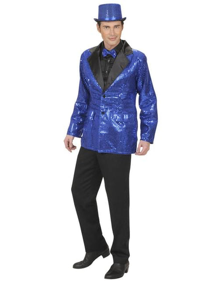 Chaqueta azul de lentejuelas años 70 talla grande