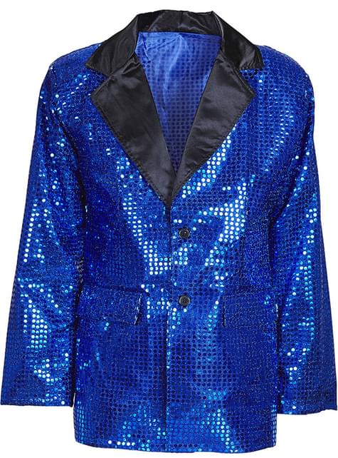 Chaqueta azul de lentejuelas años 70 talla grande