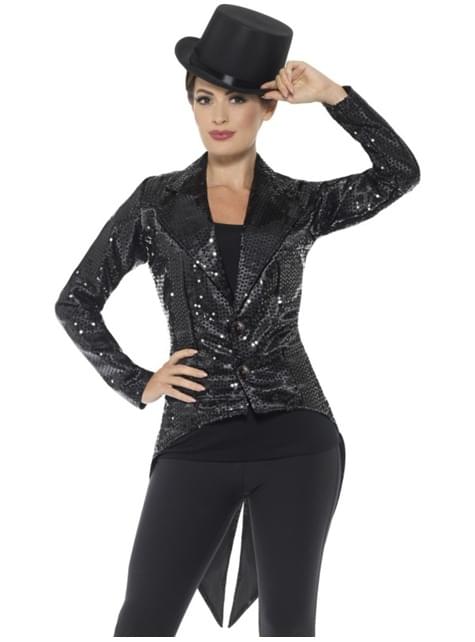 Chaqueta de lentejuelas negra para mujer