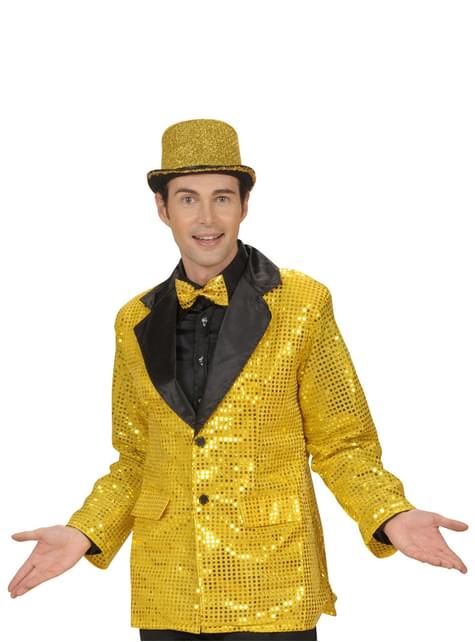 Chaqueta dorada de lentejuelas para hombre talla grande