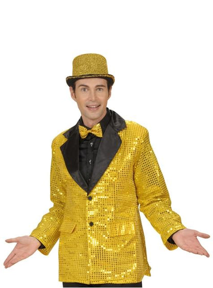 Chaqueta dorada de lentejuelas para hombre talla grande
