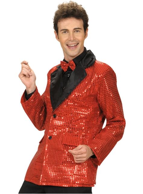 Chaqueta roja de lentejuelas para hombre talla grande