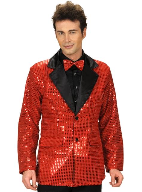Chaqueta roja de lentejuelas para hombre talla grande