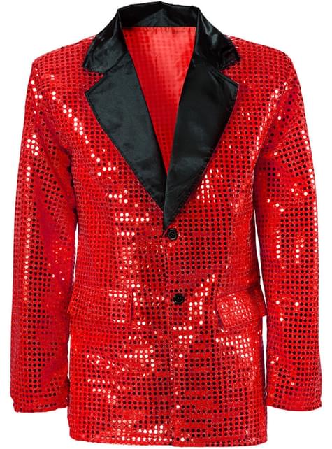 Chaqueta roja de lentejuelas para hombre talla grande