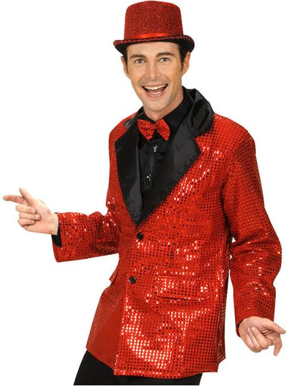 Chaqueta roja de lentejuelas para hombre talla grande