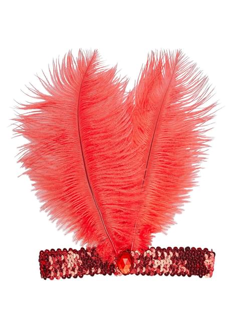 Cinta de pelo años 20 roja para mujer
