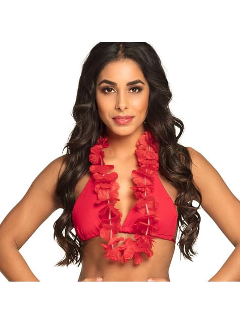 Collar hawaiano rojo para adulto