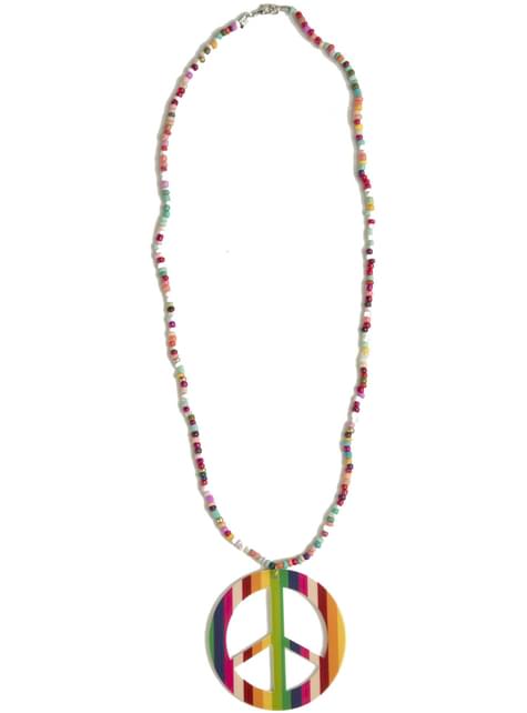 Collar hippie con dije de paz para adulto