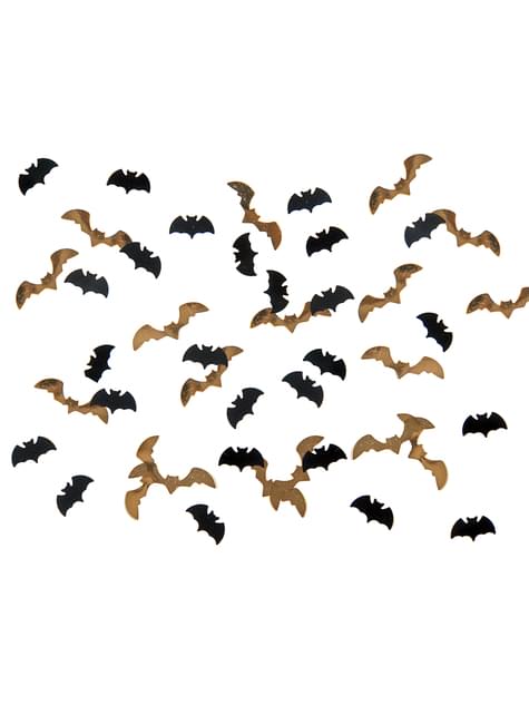 Confeti con forma de murciélago negro y dorado para mesa - Halloween