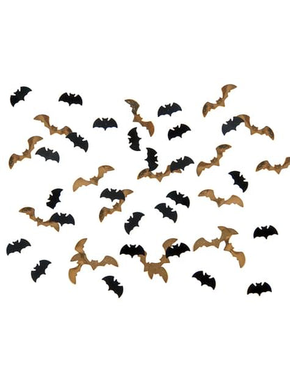 Confeti con forma de murciélago negro y dorado para mesa - Halloween
