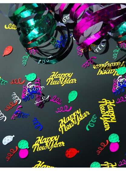 Confeti “Happy New Year“ dorado metálico para mesa - New Year’s Eve & Carnival