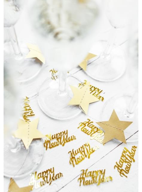 Confeti “Happy New Year“ dorado metálico para mesa - New Year’s Eve & Carnival