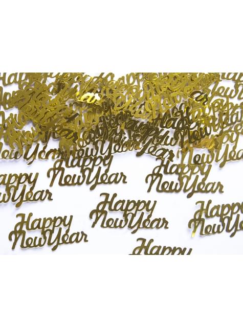 Confeti “Happy New Year“ dorado metálico para mesa - New Year’s Eve & Carnival