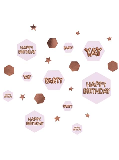 Confeti para mesa “Happy Birthday“ - Glitz & Glamour Pink & Rose Gold - Neviti | Funidelia