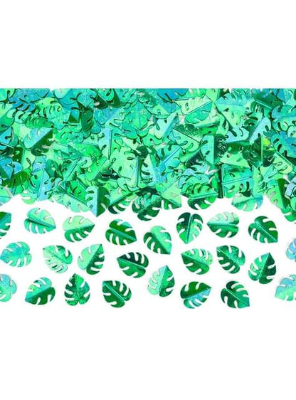 Confeti para mesa hojas tropicales metalizadas