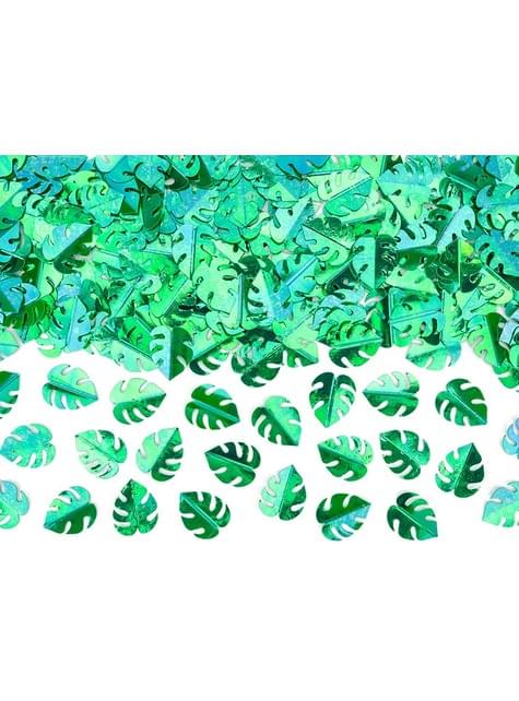 Confeti para mesa hojas tropicales metalizadas