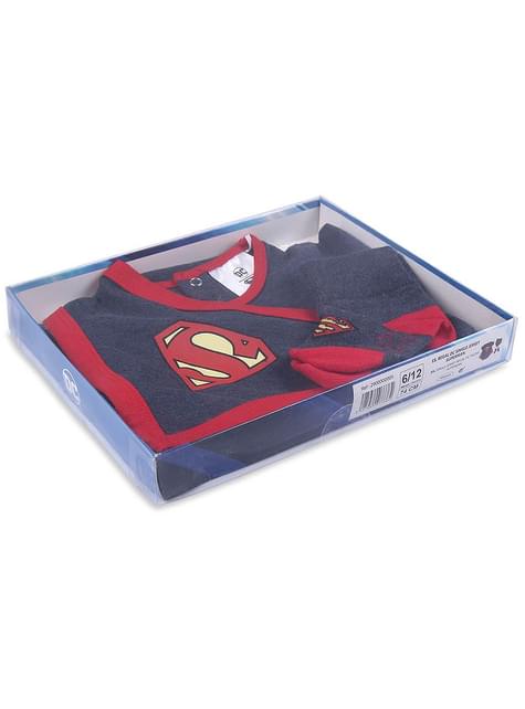 Conjunto body, calcetines y babero de Superman para bebé