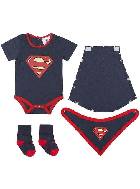 Conjunto body, calcetines y babero de Superman para bebé
