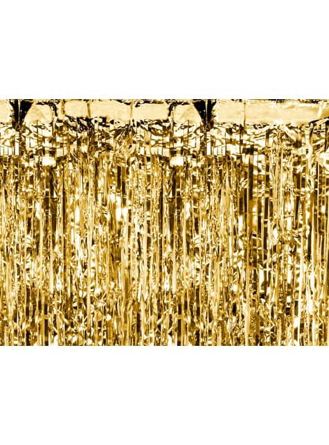 Cortina de flecos color dorado de 2,5 m