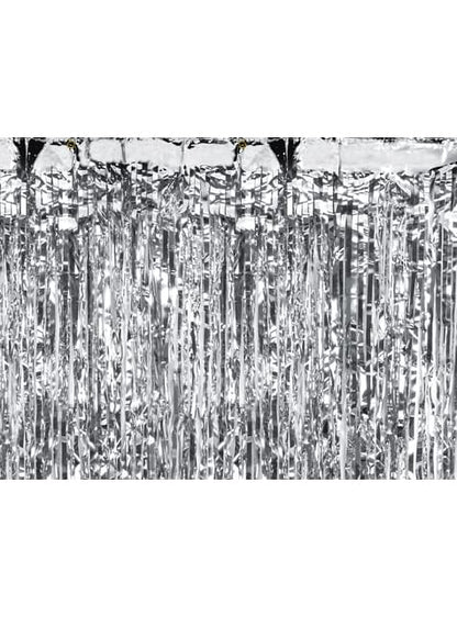 Cortina de flecos color plata de 2,5 m - Partydeco | Funidelia
