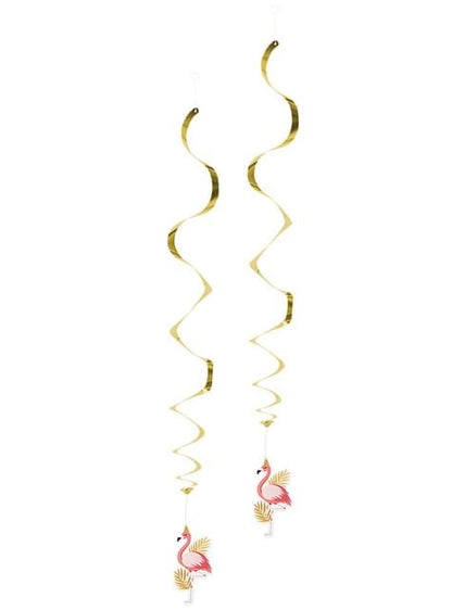 Decoración colgante de flamencos rosa y dorados - Flamingo Party - Boland | Funidelia