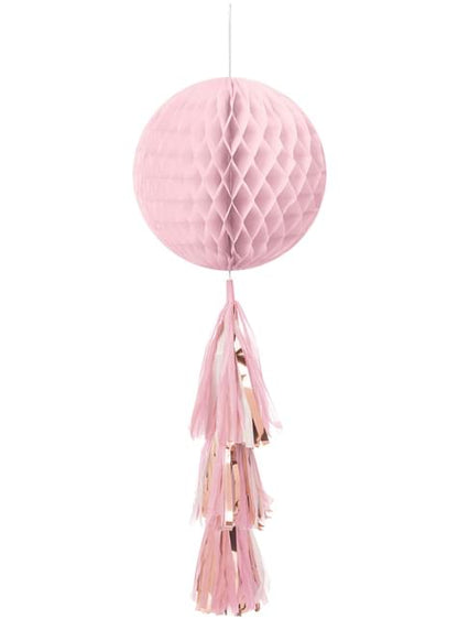 Decoración colgante de panel de abeja y pompones rosa - AMSCAN | Funidelia