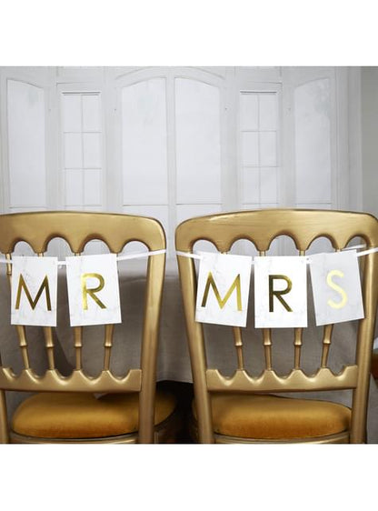Decoración para silla “Mr“ & “Mrs“ - Scripted Marble - Neviti | Funidelia