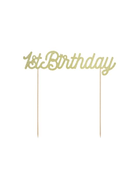 Decoración para tarta “1st Birthday“ dorado - Pink 1st Birthday - Partydeco | Funidelia