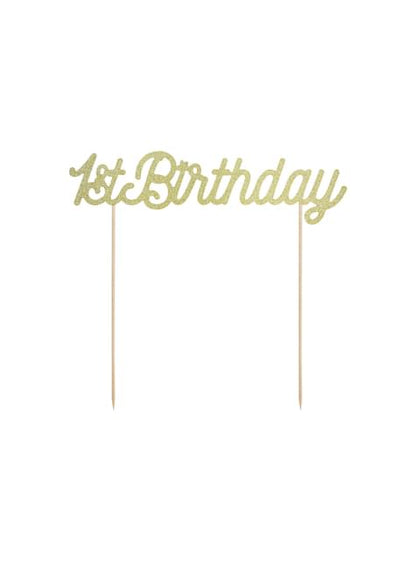 Decoración para tarta “1st Birthday“ dorado - Pink 1st Birthday - Partydeco | Funidelia