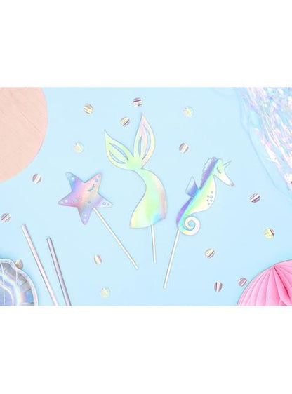 Decoración para tarta cola de sirena iridiscente- Iridescent Mermaid