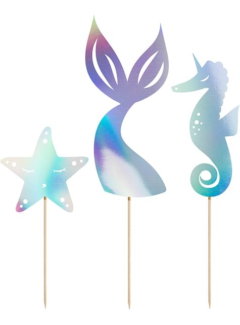 Decoración para tarta cola de sirena iridiscente- Iridescent Mermaid