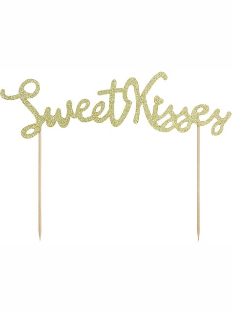 Decoración para tarta dorada sweet kisses - Valentine Collection - Partydeco | Funidelia